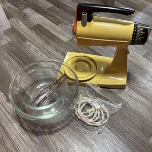 VintageSunbeam Mixmaster Hand Mixer Stand Mixer Yellow Vintage Kitchen Appliance